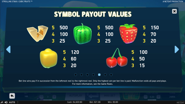 Игровой автомат Strolling Staxx Cubic Fruits - играйте на рабочее Адмирал Х зеркало